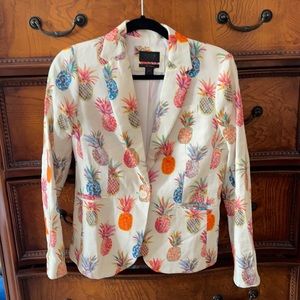 J Crew Collection Campbell Linen Blazer, Pineapple Print, Size 6